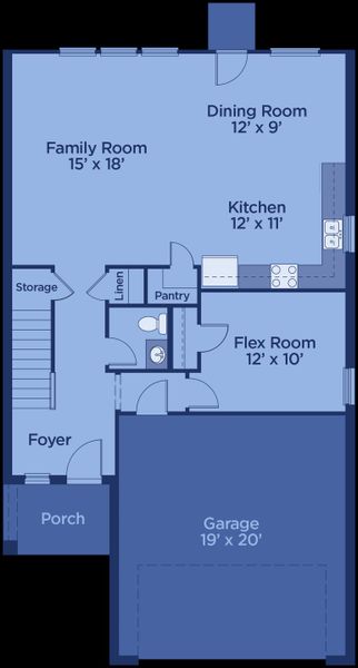 2D floor plan layout for the Fisher by UnionMain Homes in Walden Pond, Forney, TX (Image 3).