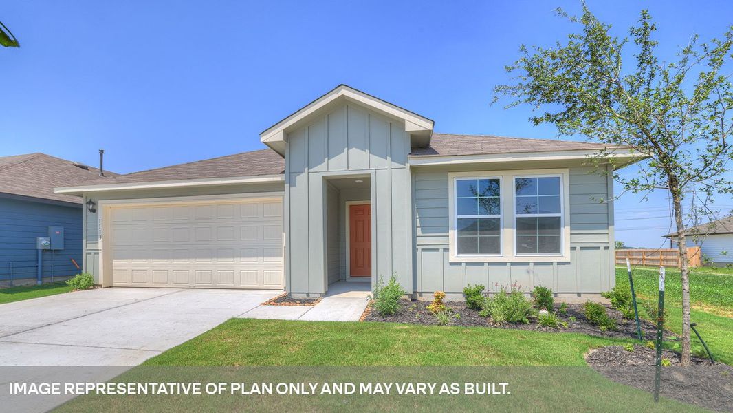 Representative exterior photo of a completed home built from the The Lakeway by D.R. Horton in Swenson Heights, Seguin, TX (Image 11). Representative exterior photo of a completed home built from the The Lakeway by D.R. Horton in Swenson Heights, Seguin, TX (Image 11).