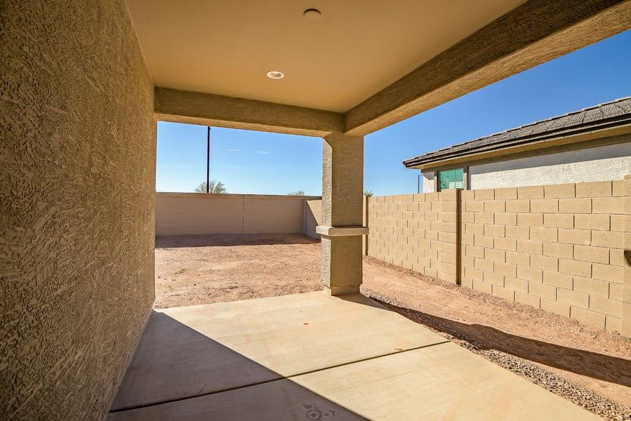 Exterior details and patio area of a home in Mesquite at North Creek, Queen Creek (Image 3). Exterior details and patio area of a home in Mesquite at North Creek, Queen Creek (Image 3).