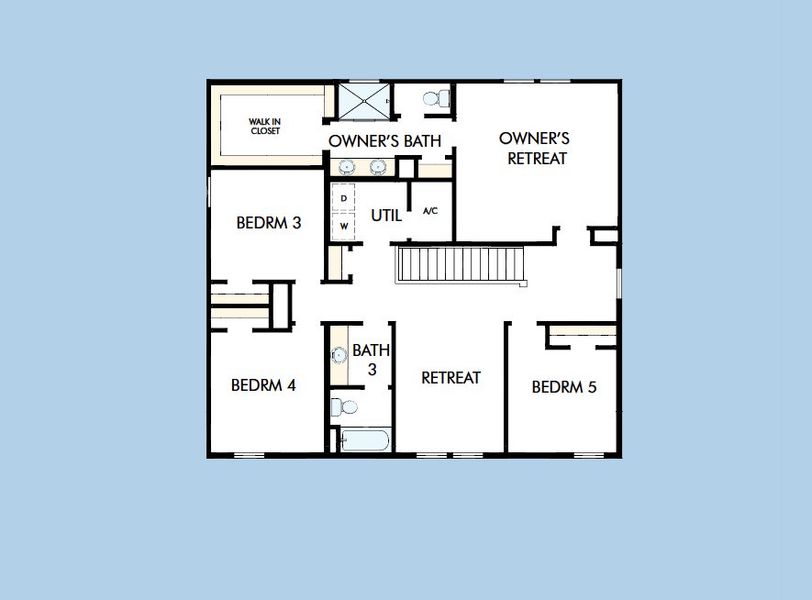 2D floor plan layout for the The Crescent by David Weekley Homes in The Preserve at Laurelton – The Canopy Collection, Green Cove Springs, FL (Image 4).