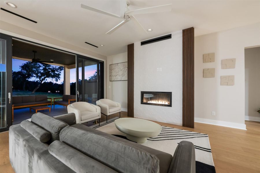 Family room opens to covered patio with sliders for year round enjoyment. Family room opens to covered patio with sliders for year round enjoyment.