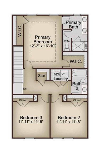 2D floor plan layout for the Victor by McKinley Homes in Kinsley, Wake Forest, NC (Image 4).