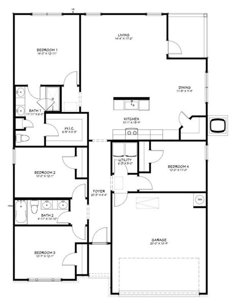 2D floor plan layout of this home in Ridge at Knob Creek Single Family, Temple, TX (Image 3). 2D floor plan layout of this home in Ridge at Knob Creek Single Family, Temple, TX (Image 3).