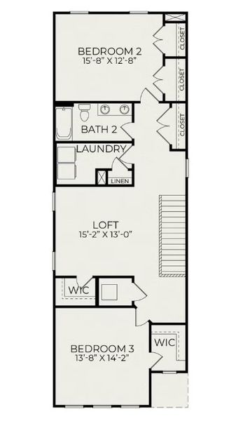 2D floor plan layout for the Lumen A by Homes by Dickerson in NoVi Chatham Park, Pittsboro, NC (Image 3).