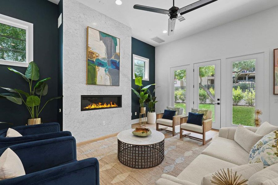 Furnished interior view inside a new home in Spyglass, Austin (Image 34). Furnished interior view inside a new home in Spyglass, Austin (Image 34).