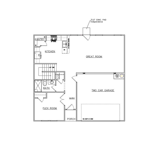 2D floor plan layout for the Jodeco - Single Family Homes by Dream Finders Homes in The Villages at Harris Creek, West Point, GA (Image 3). 2D floor plan layout for the Jodeco - Single Family Homes by Dream Finders Homes in The Villages at Harris Creek, West Point, GA (Image 3).