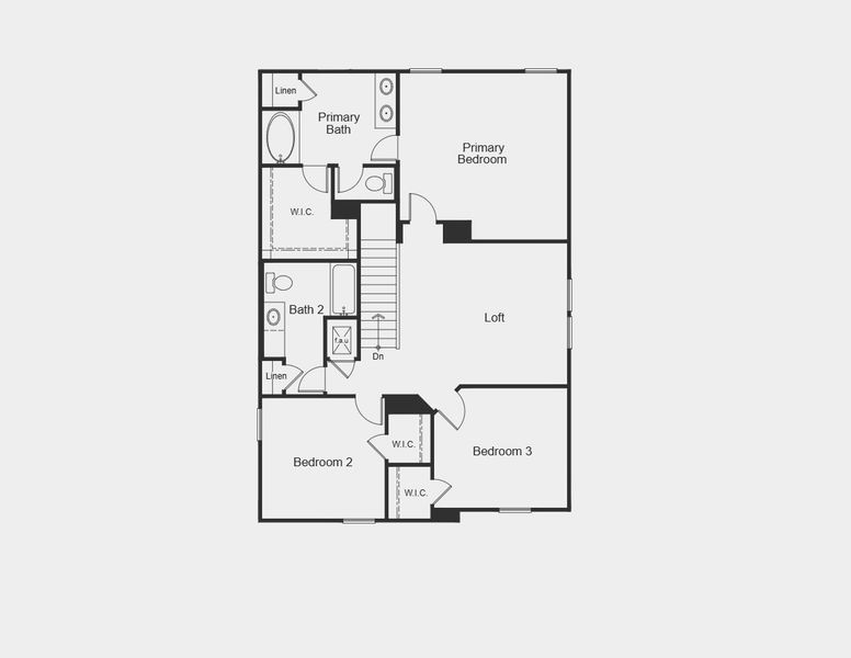 2D floor plan layout for the 2071 Modeled by KB Home in Sunset Oaks, Maxwell, TX (Image 4).