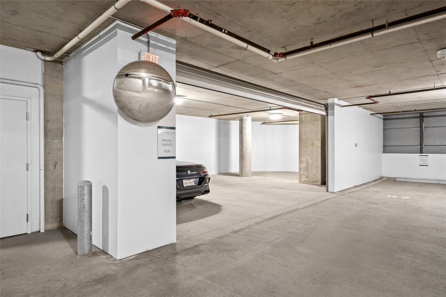 Private interior garage and storage.