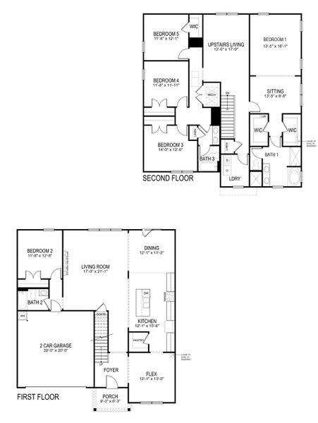 2D floor plan layout for the Halton by D.R. Horton in Grandview at Lanier, Dawsonville, GA (Image 3).
