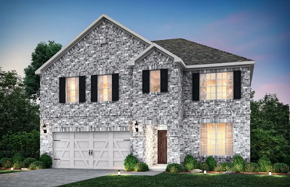Front exterior of a new home in Pinnacle at Legacy Hills, Celina, TX, highlighting curb appeal (Image 1). Front exterior of a new home in Pinnacle at Legacy Hills, Celina, TX, highlighting curb appeal (Image 1).