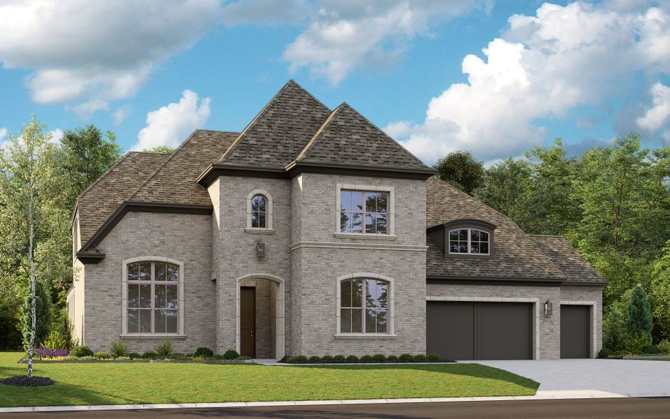 Representative exterior photo of a completed home built from the 6051 by Tradition Homes in Mustang Lakes, McKinney, TX (Image 16).