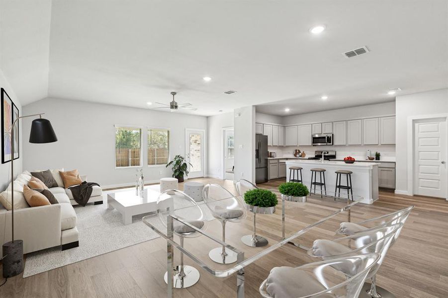 Open Floor Plan in the Oscar home plan by Trophy Signature Homes – REPRESENTATIVE PHOTO Open Floor Plan in the Oscar home plan by Trophy Signature Homes – REPRESENTATIVE PHOTO