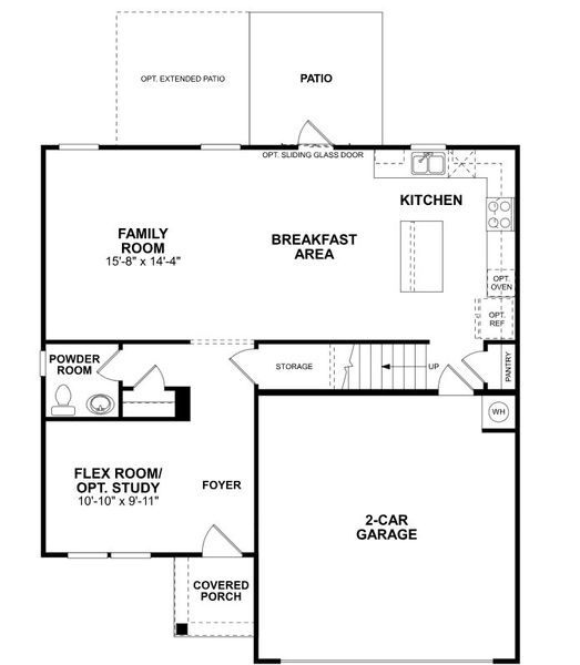 2D floor plan layout for the Bexley II by M/I Homes in Bellamore, York, SC (Image 3).