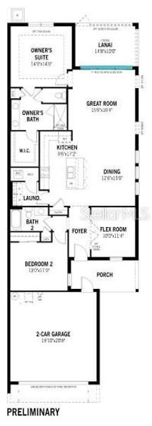 2D floor plan layout of this home in Brightmore at Wellen Park, Venice, FL (Image 2).
