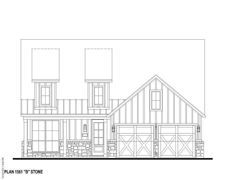 Plan 1561 Elevation B w/ Stone