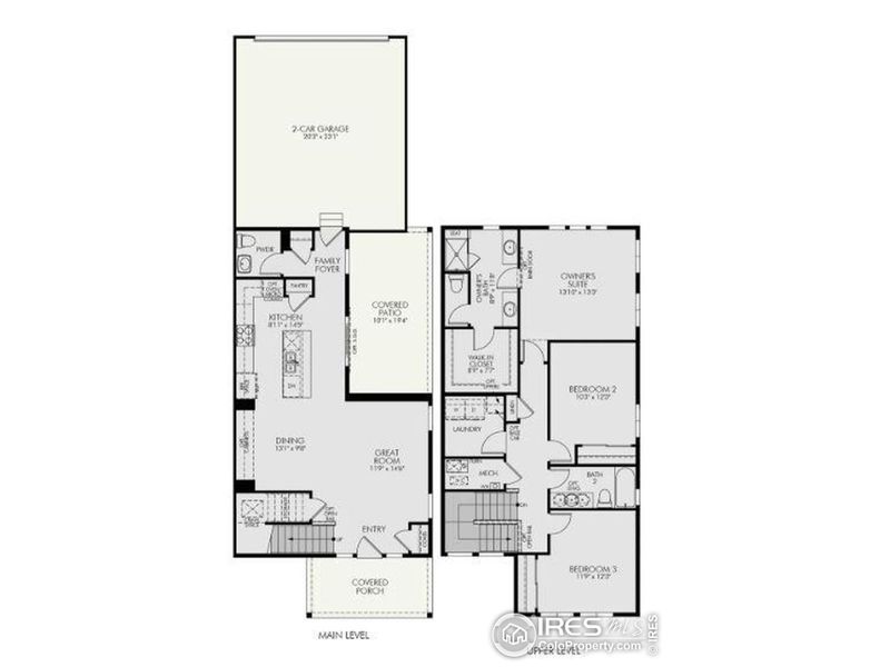 2D floor plan layout of this home in Trailside on Harmony, Timnath, CO (Image 3).