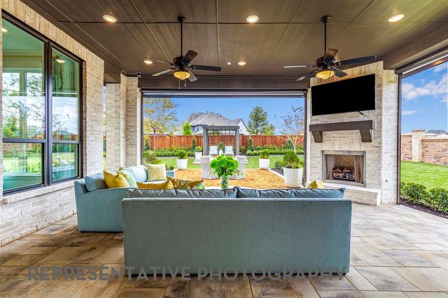 Exterior details and patio area of a home in Wildflower Ranch, Dish (Image 20).