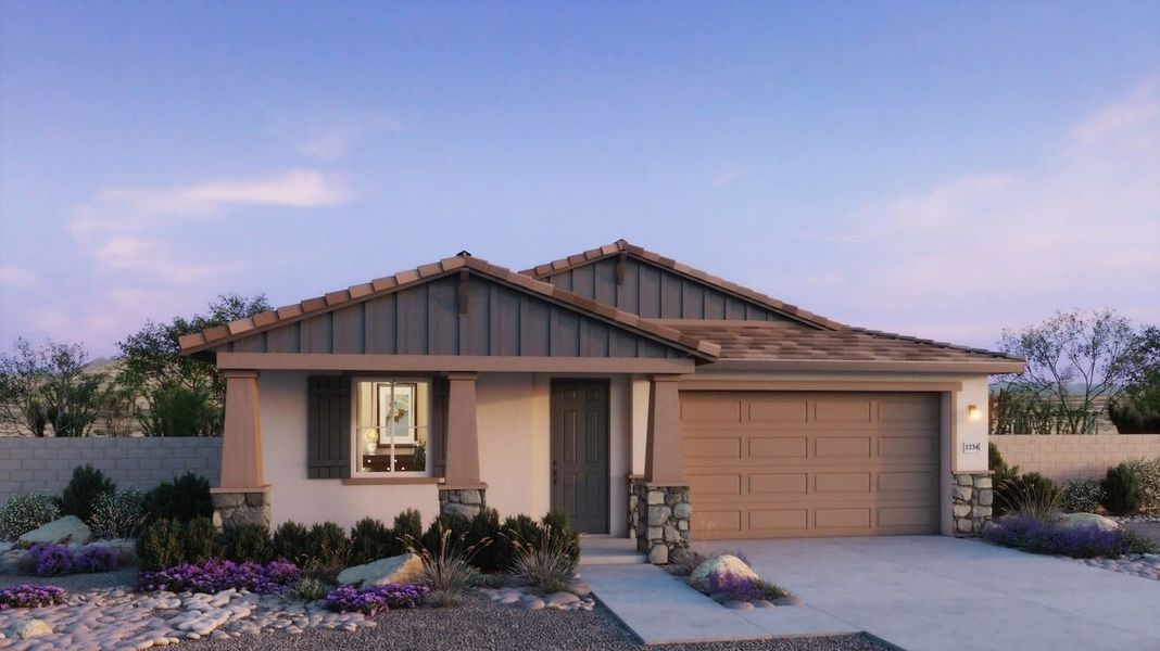 Representative exterior photo of a completed home built from the 4001 by Risewell Homes in Windstone Ranch North, Surprise, AZ (Image 3).