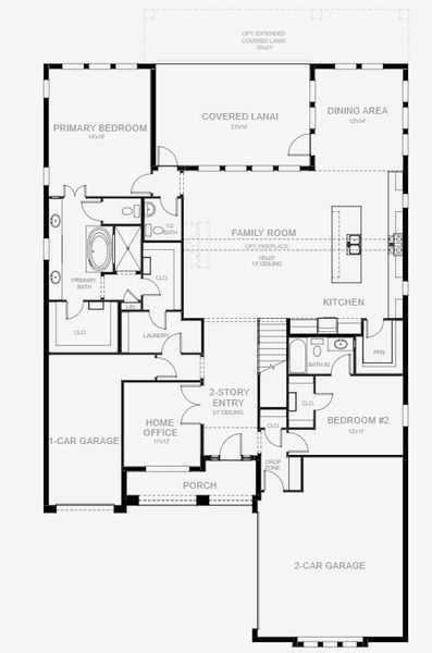 2D floor plan layout for the 3301F by Perry Homes in Glynlea Country Club 60', Port St. Lucie, FL (Image 3).