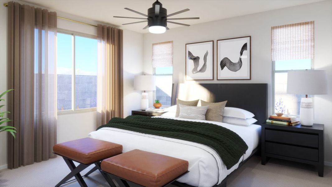 Primary Bedroom Virtual Rendering | Apex Floorplan | Wildera – Crest Series | New Homes in San Tan Valley, AZ by Landsea Homes