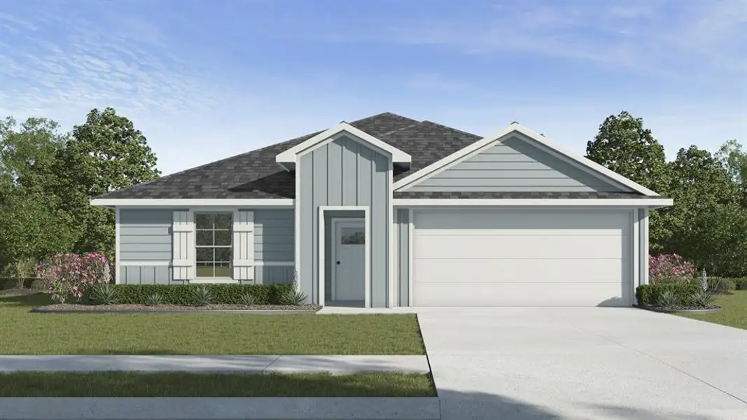 Front exterior of a new home in Saddlebrook, Waxahachie, TX, highlighting curb appeal (Image 1).