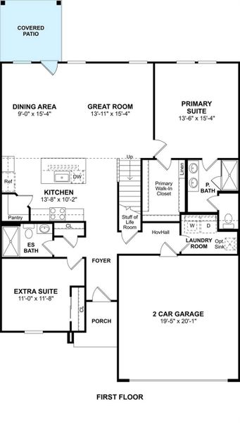 The Sweet Pea floor plan by K. Hovnanian Homes. 1st Floor shown. *Prices, plans, dimensions, features, specifications, materials, and availability of homes or communities are subject to change without notice or obligation.