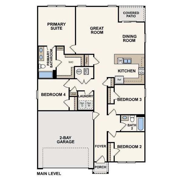 2D floor plan layout of this home in Pinehurst, Dublin, GA (Image 2).