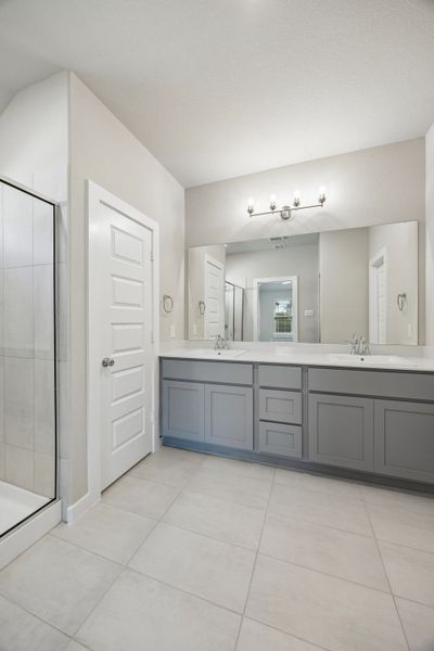 Primary Bathroom in the Emmy II home plan by Trophy Signature Homes - REPRESENTATIVE PHOTO