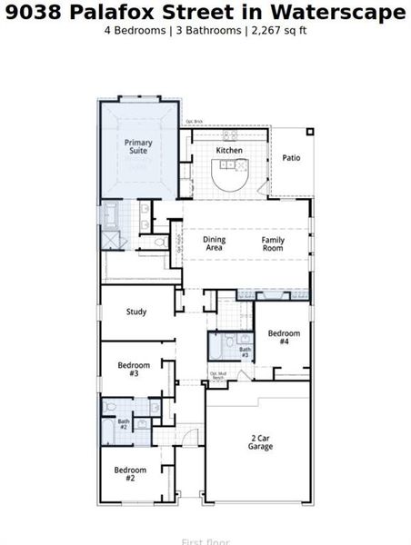 2D floor plan layout of this home in Waterscape: 50ft. lots, Royse City, TX (Image 4). 2D floor plan layout of this home in Waterscape: 50ft. lots, Royse City, TX (Image 4).