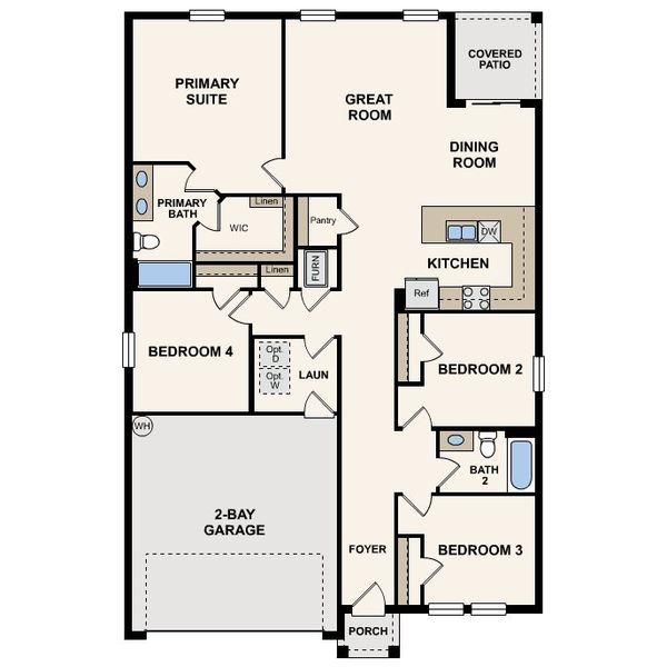 2D floor plan layout of this home in Cape Coral Classic, Cape Coral, FL (Image 3).