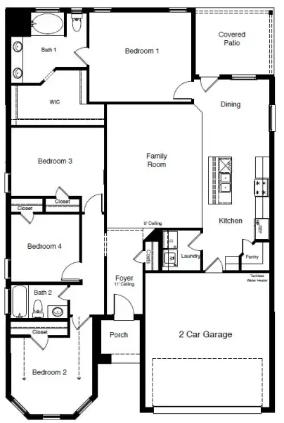 2D floor plan layout of this home in Yukon Ridge, Odessa, TX (Image 4).