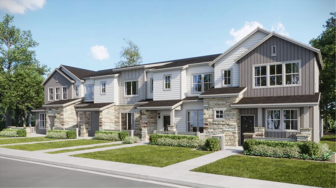 Front exterior of a new home in Parterre, Thornton, CO, highlighting curb appeal (Image 1). Front exterior of a new home in Parterre, Thornton, CO, highlighting curb appeal (Image 1).