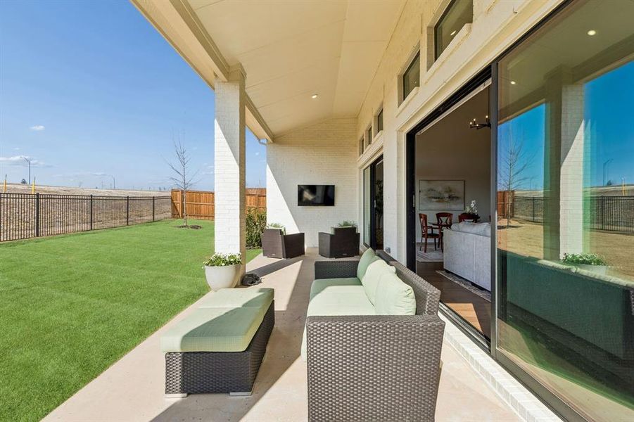 Exterior details and patio area of a home in Walsh Ranch 70', Fort Worth (Image 25). Exterior details and patio area of a home in Walsh Ranch 70', Fort Worth (Image 25).