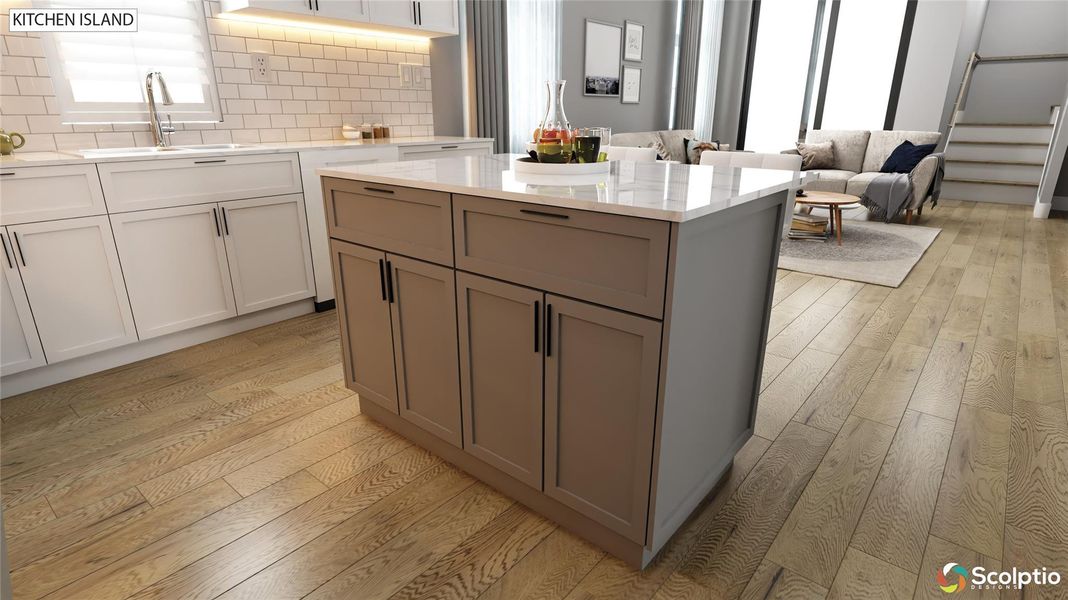 Kitchen with optional center island cabinetry