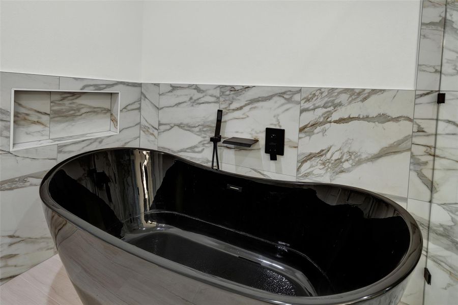 Bathroom view of a freestanding tub