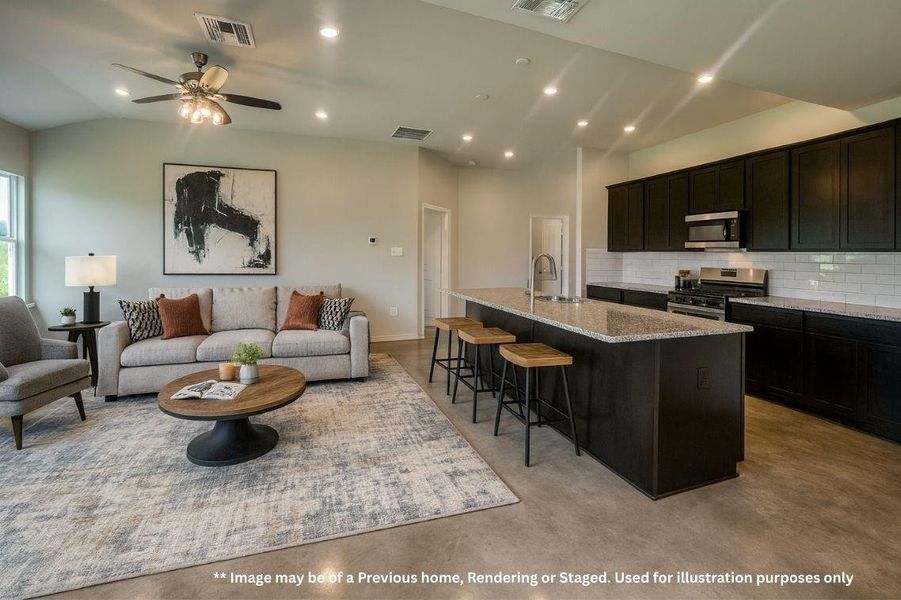 Generously sized family room open to the kitchen perfect for entertaining Generously sized family room open to the kitchen perfect for entertaining