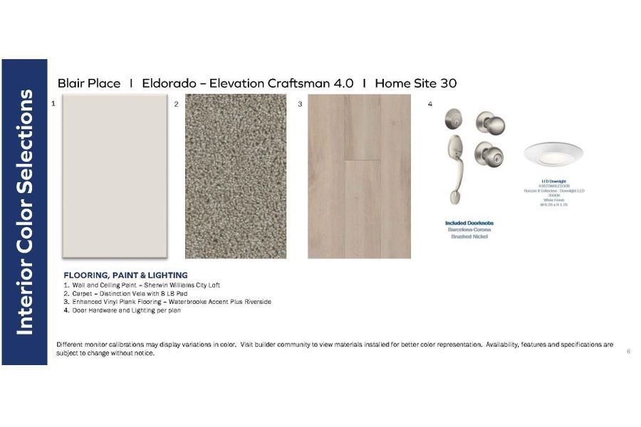 Actual Selections--May not be changed or modified in any way