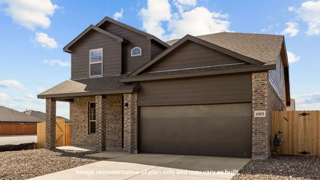 Front exterior of a new home in Yukon Ridge, Odessa, TX, highlighting curb appeal (Image 2).