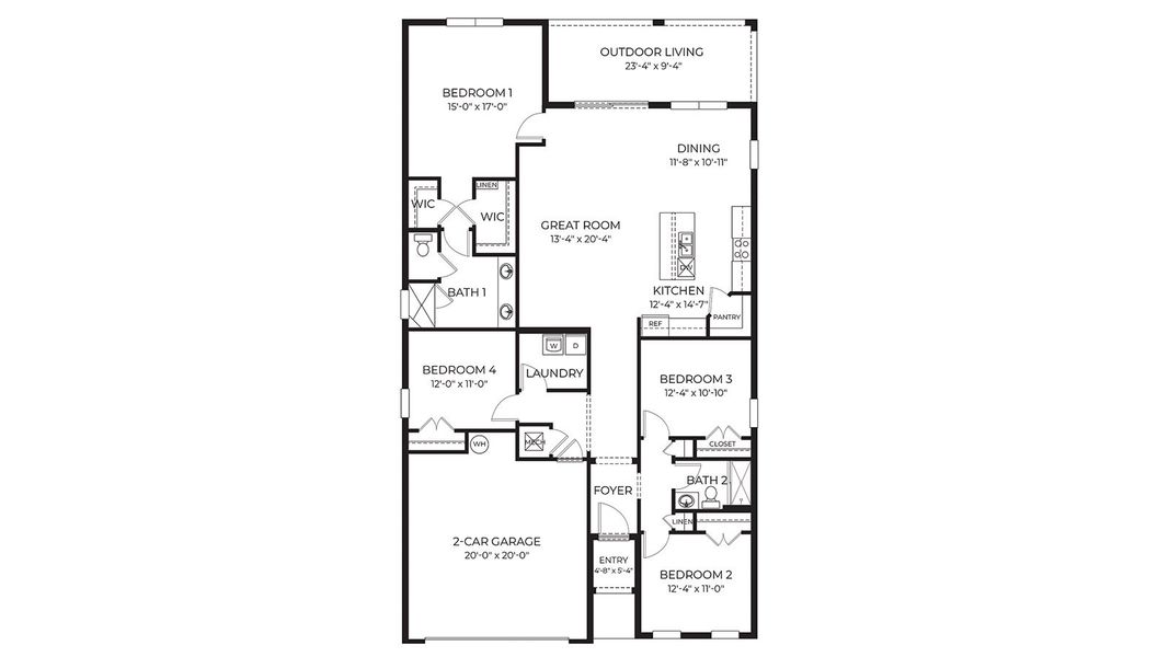 2D floor plan layout for the Delray by D.R. Horton in Lakes of Mount Dora, Mount Dora, FL (Image 3). 2D floor plan layout for the Delray by D.R. Horton in Lakes of Mount Dora, Mount Dora, FL (Image 3).
