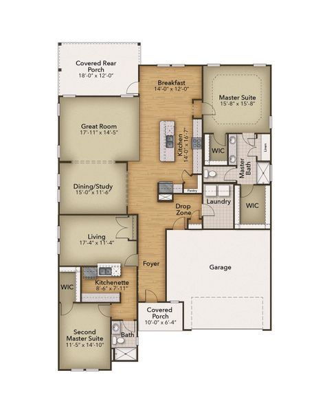 2D floor plan layout for the The Seashore by Chesapeake Homes in Traditions at Carolina Forest, Myrtle Beach, SC (Image 3). 2D floor plan layout for the The Seashore by Chesapeake Homes in Traditions at Carolina Forest, Myrtle Beach, SC (Image 3).