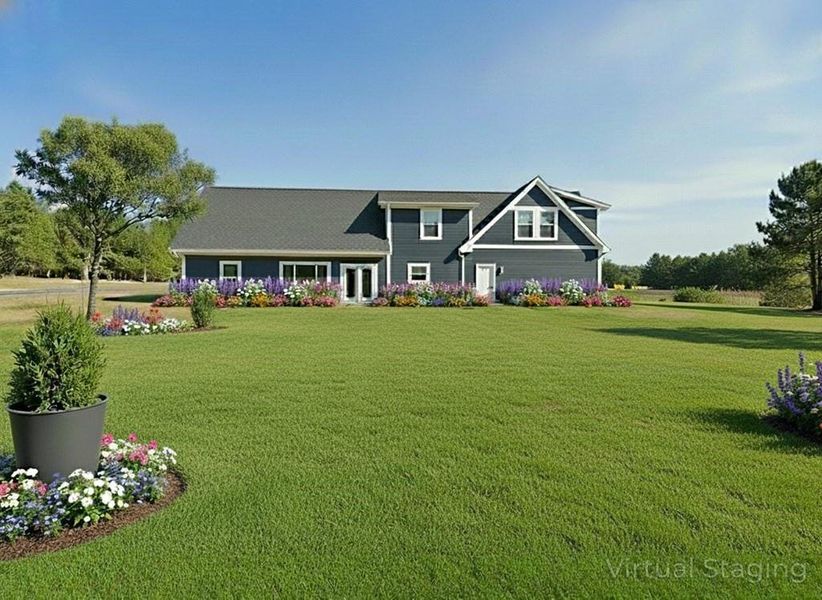 Craftsman inspired home featuring a front yard