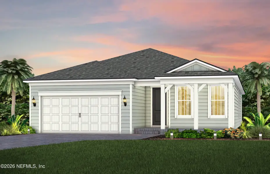 Front exterior of a new home in , Yulee, FL, highlighting curb appeal (Image 1). Front exterior of a new home in , Yulee, FL, highlighting curb appeal (Image 1).