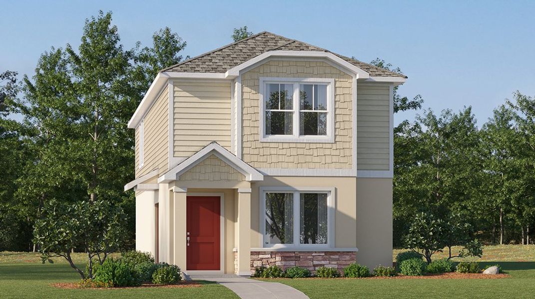 Front exterior of a new home in Gladesong, Riverview, FL, highlighting curb appeal (Image 1). Front exterior of a new home in Gladesong, Riverview, FL, highlighting curb appeal (Image 1).