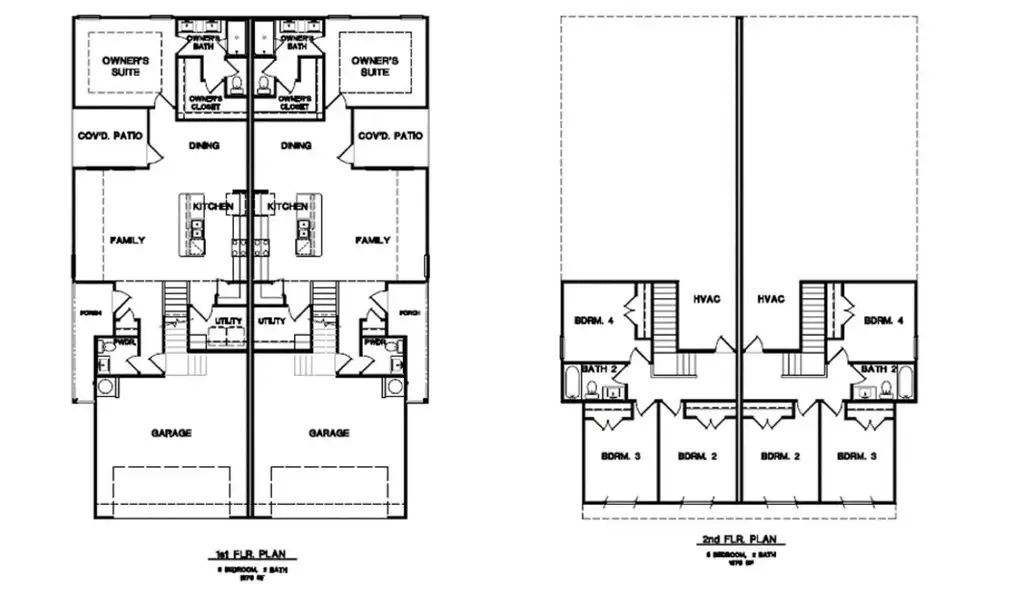2D floor plan layout for the Duplex 1676 by TwoTen Communities in Amanda Park, San Antonio, TX (Image 5).