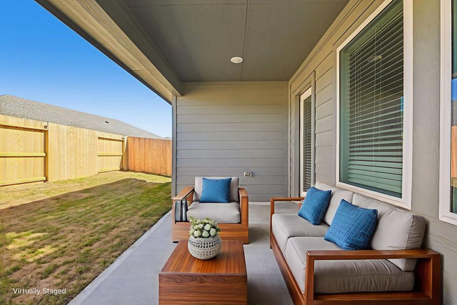 Exterior details and patio area of a home in Granger Pointe - Traditional Series, Conroe (Image 22).