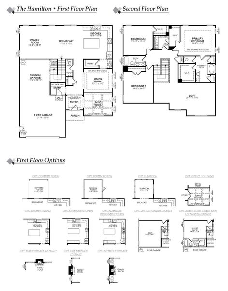 2D floor plan layout for the Hamilton by Eastwood Homes in Chasewood, Charlotte, NC (Image 3).