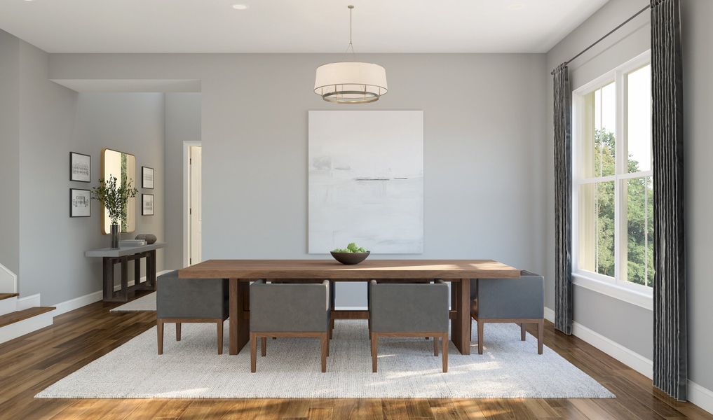 Formal dining room off foyer