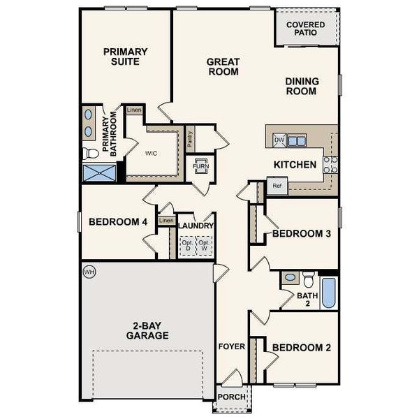 2D floor plan layout of this home in Urban's Place, Chatsworth, GA (Image 2).