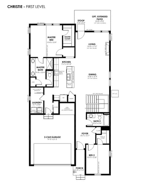 2D floor plan layout for the Christie by Hartford Homes in Prairie Song, Windsor, CO (Image 4). 2D floor plan layout for the Christie by Hartford Homes in Prairie Song, Windsor, CO (Image 4).
