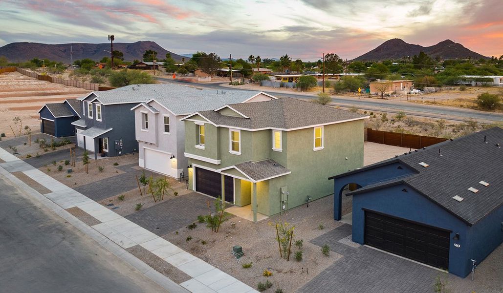 Front exterior of a new home in Redford Estates, Tucson, AZ, highlighting curb appeal (Image 22).